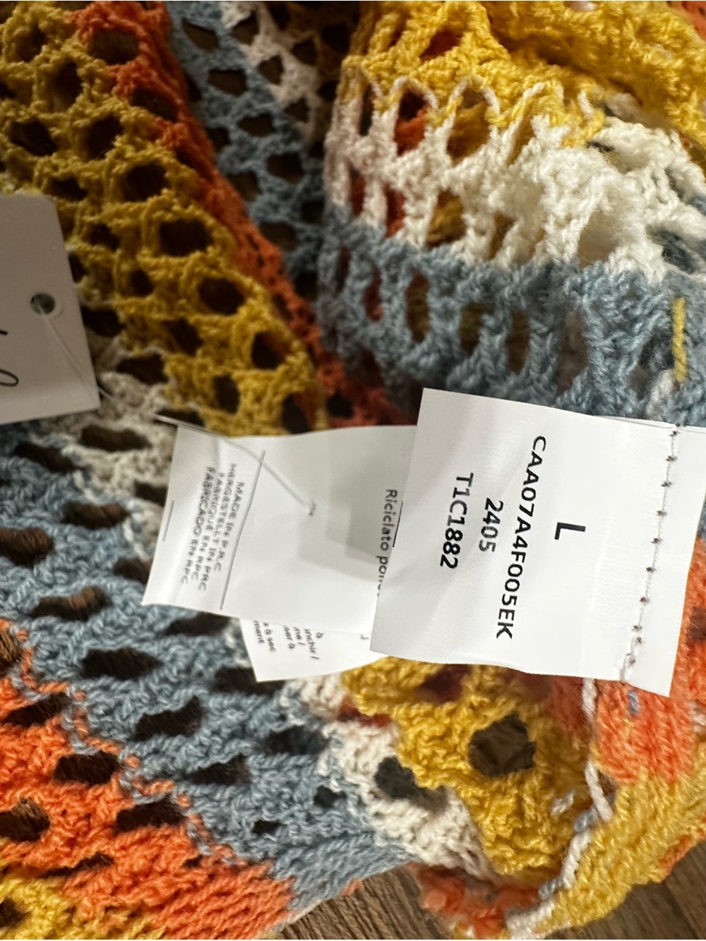 Beach Knit Cover-Up Sweater in Orange, Blue & White - Picture 4 of 5